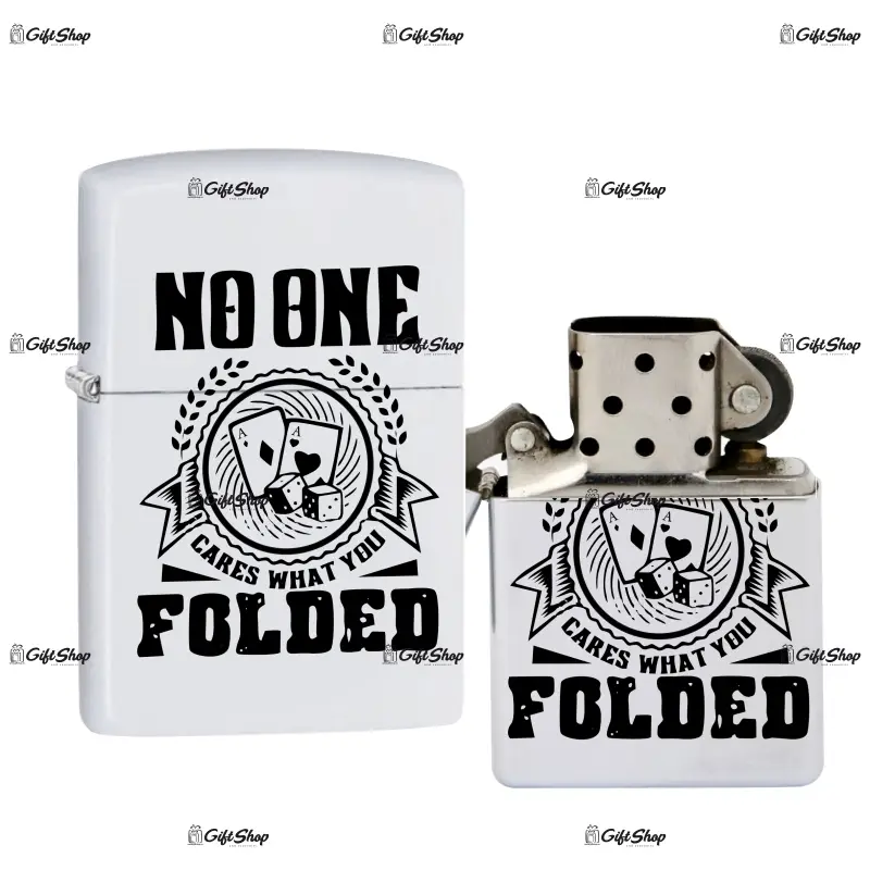 No one cares what you folded, bricheta metalica gravata laser cu mesaj